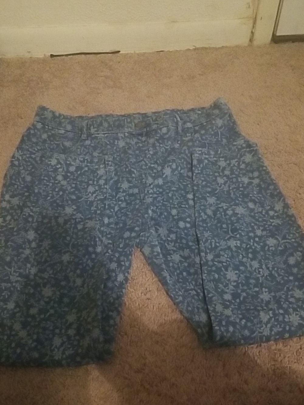 Blue Floral Stretch Pants